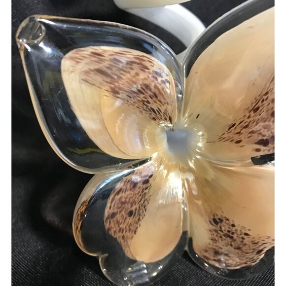Vintage Murano Style Hand Blown Glass Lily Flower Art Glass Spiral Stem - Picture 12 of 12